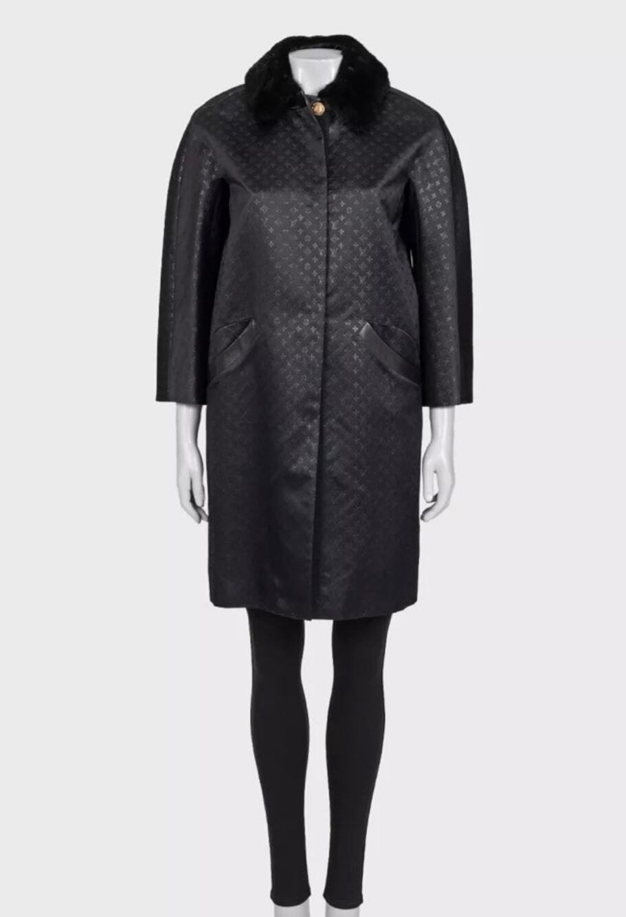 Louis Vuitton Black Silk Mink Fur Coat FR 36 / S